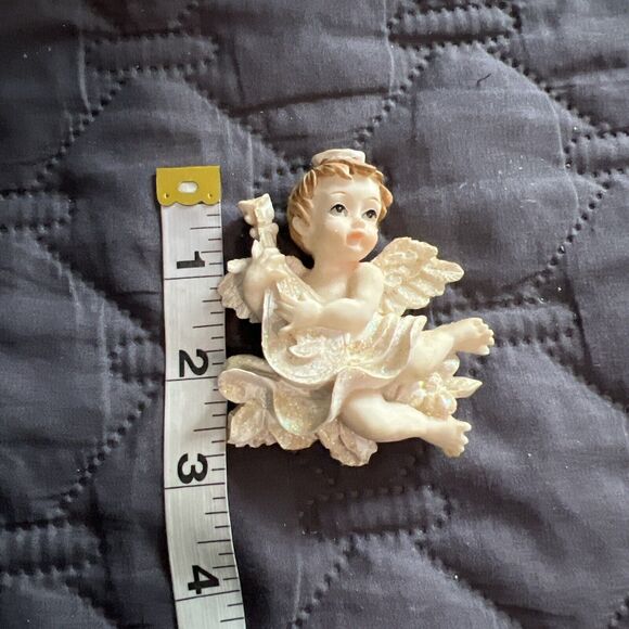 2 Vintage Refrigerator Magnets Baby Angels Cherubs Sparkle Resin - Picture 5 of 8